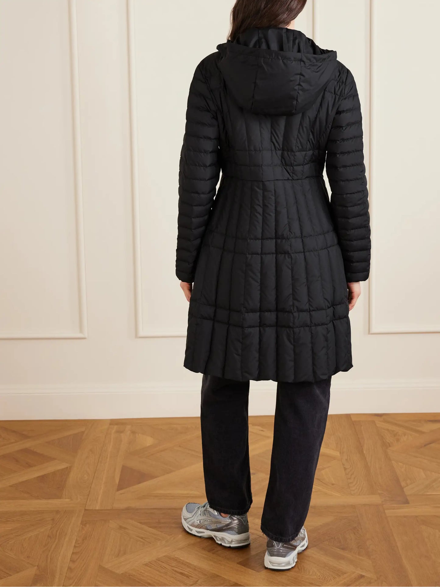 Hooded Appliquéd Padded Quilted Shell Down Coat
