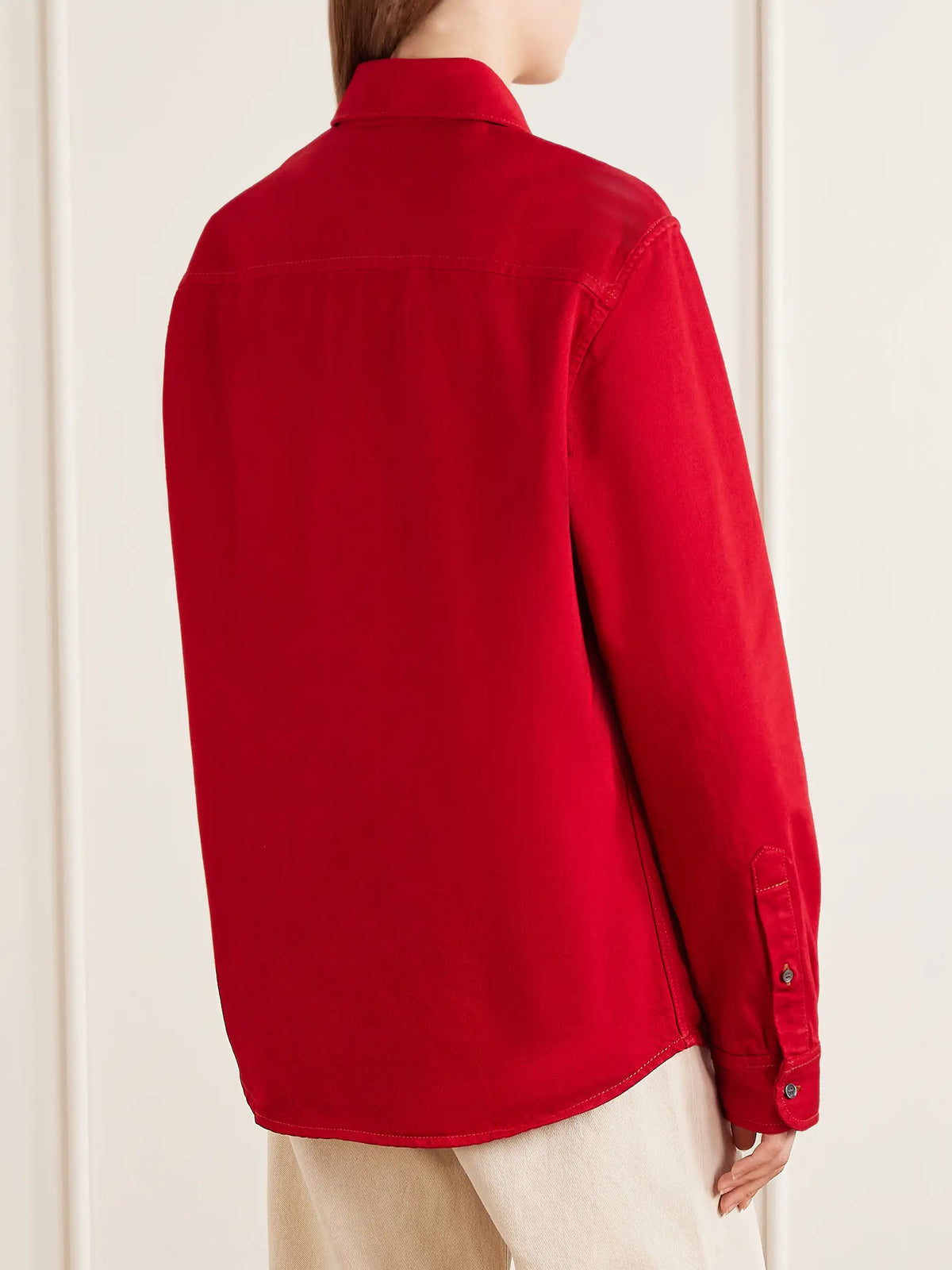 AMI PARIS Logo-embroidered Cotton-twill Shirt
