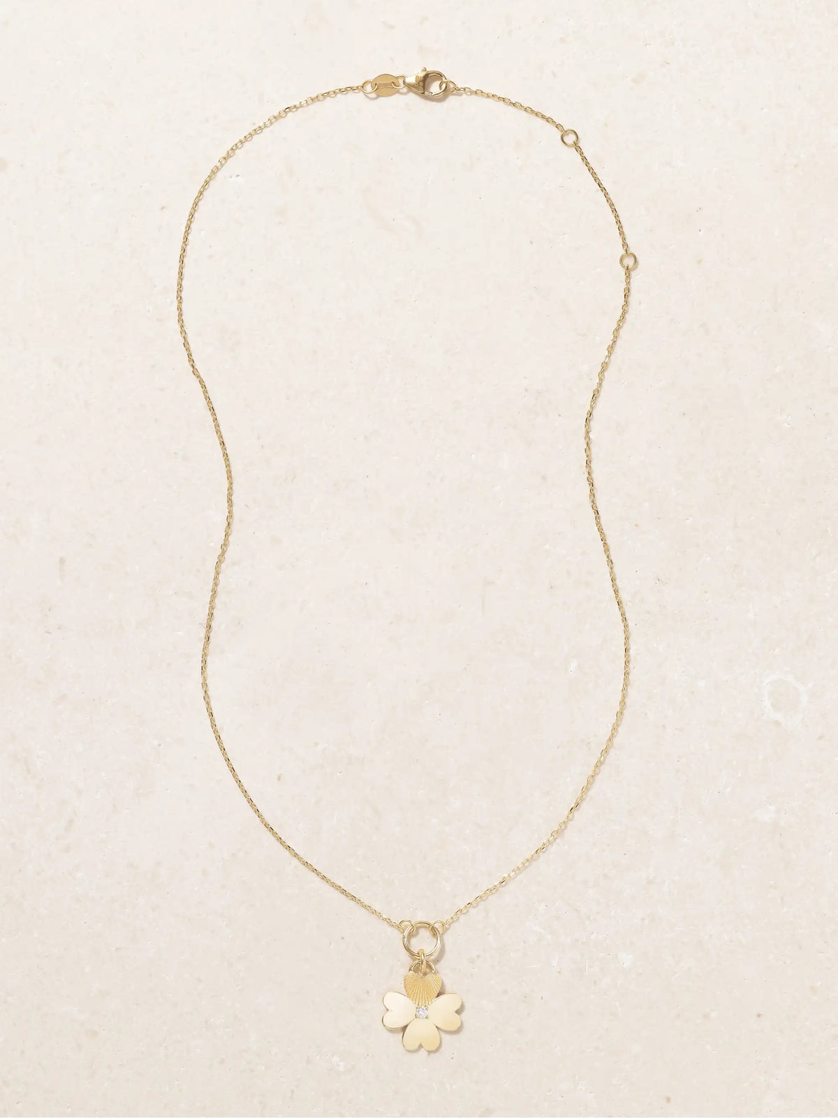 Four Heart Clover 18-karat Gold, Enamel And Diamond Necklace
