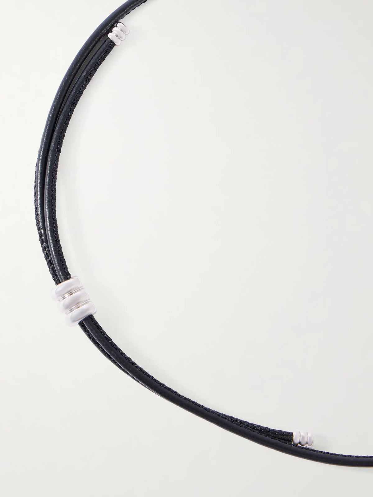 Hollyhock Beaded Gold And Silver-toned Leather Necklace