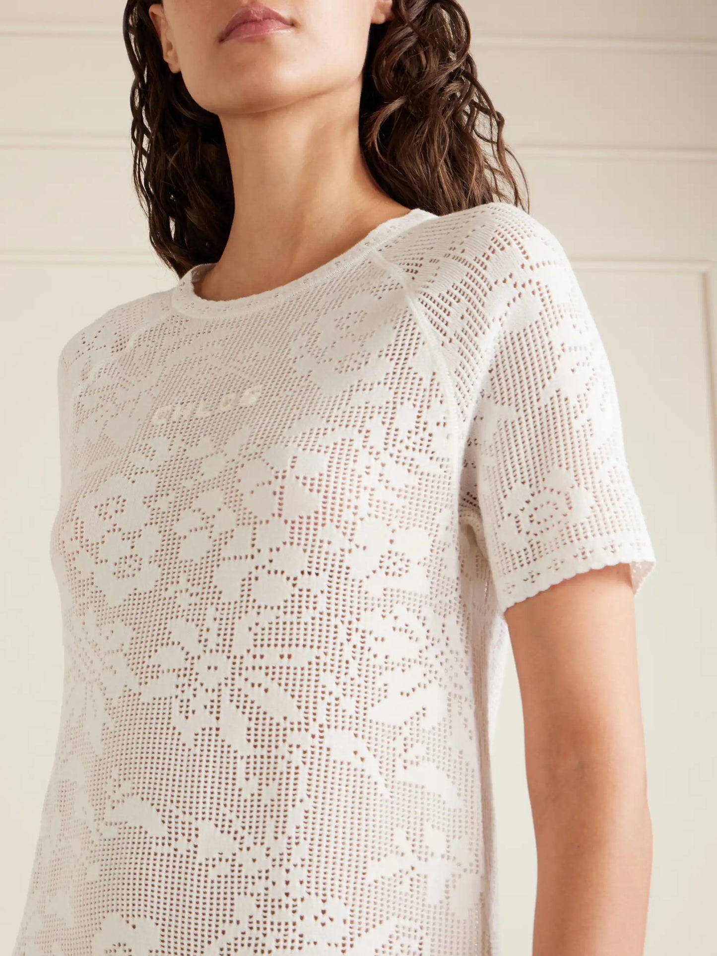 Crochet-knit Cotton Mini Dress
