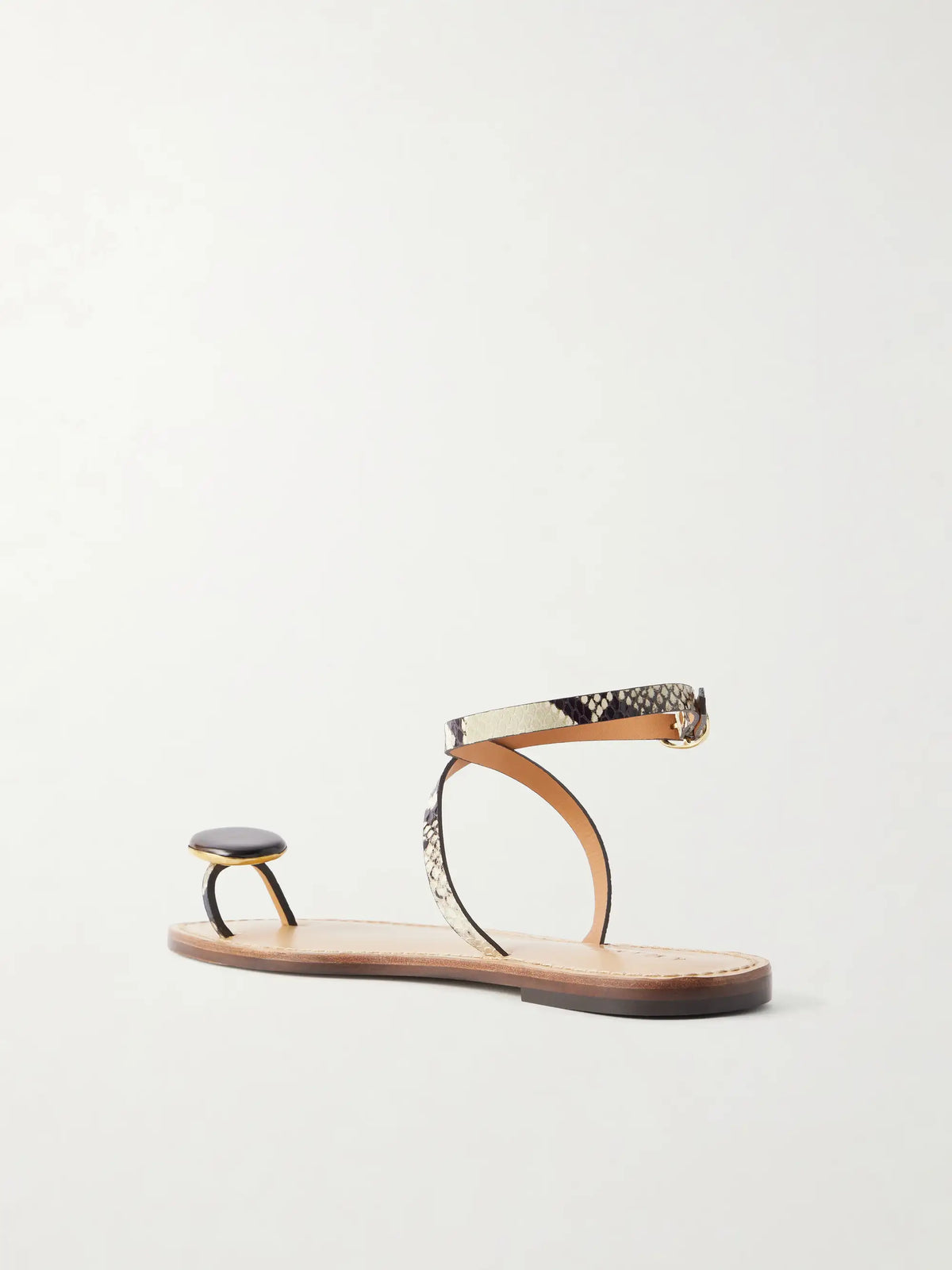 The Kigali Embellished Snake-effect Leather Flats