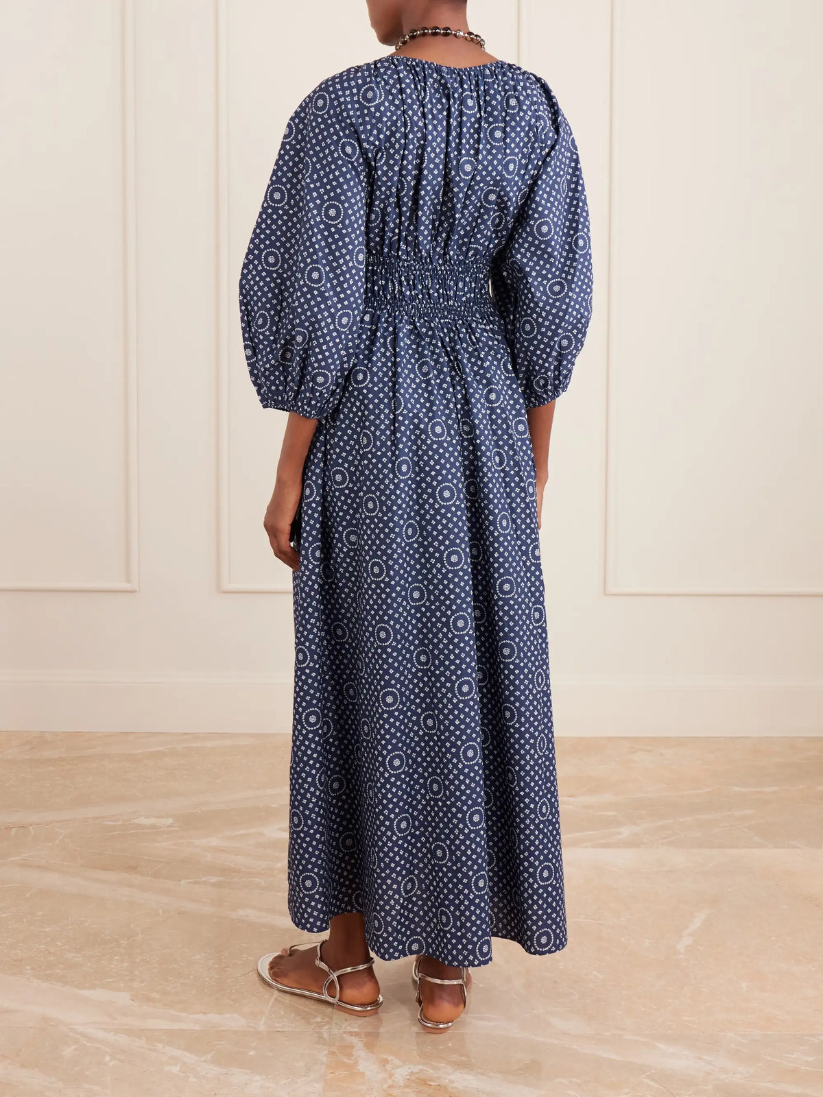 Matteau Shirred Paisley-print Organic Cotton Midi Dress