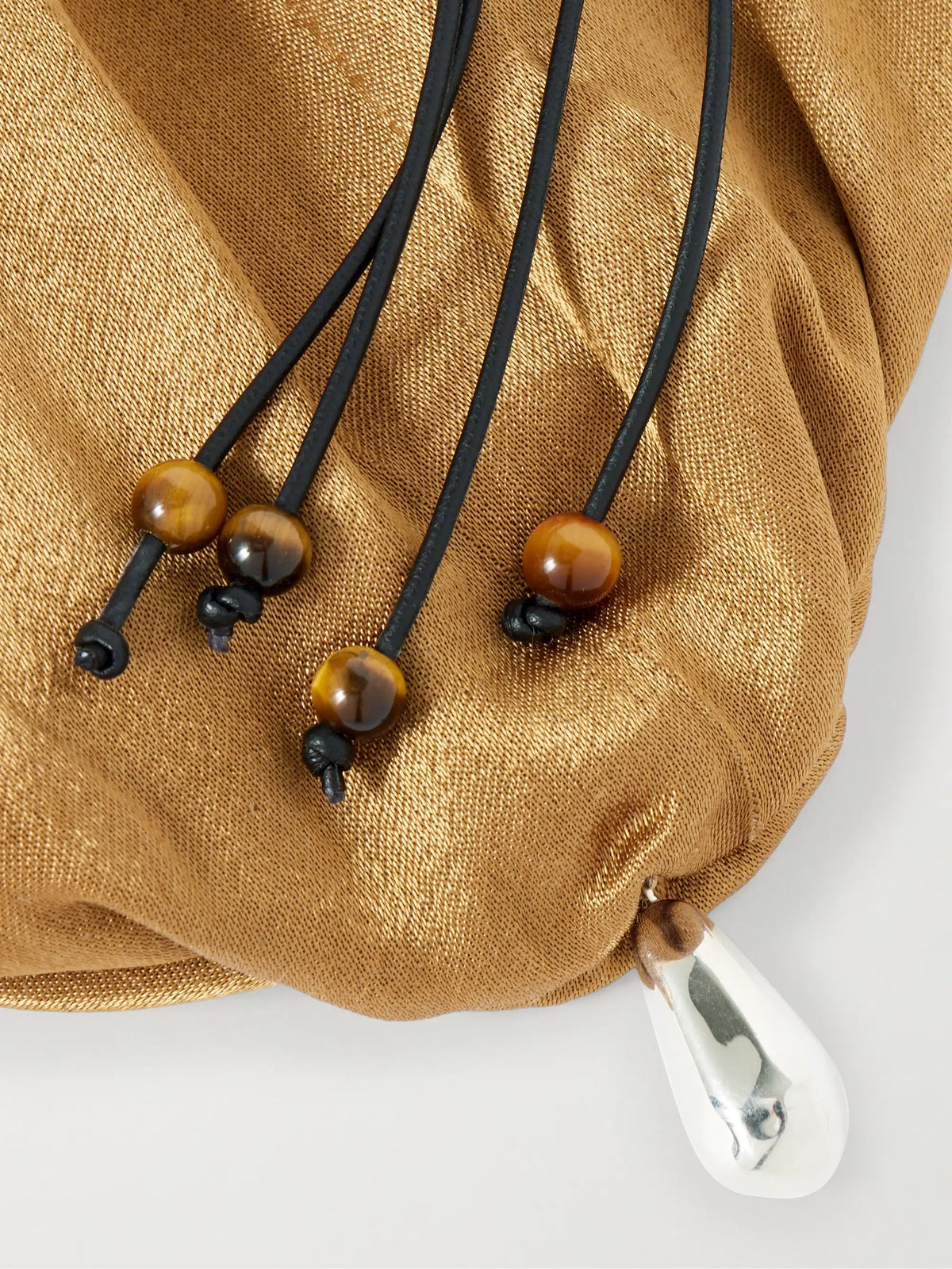Teardrop Embellished Satin Drawstring Pouch