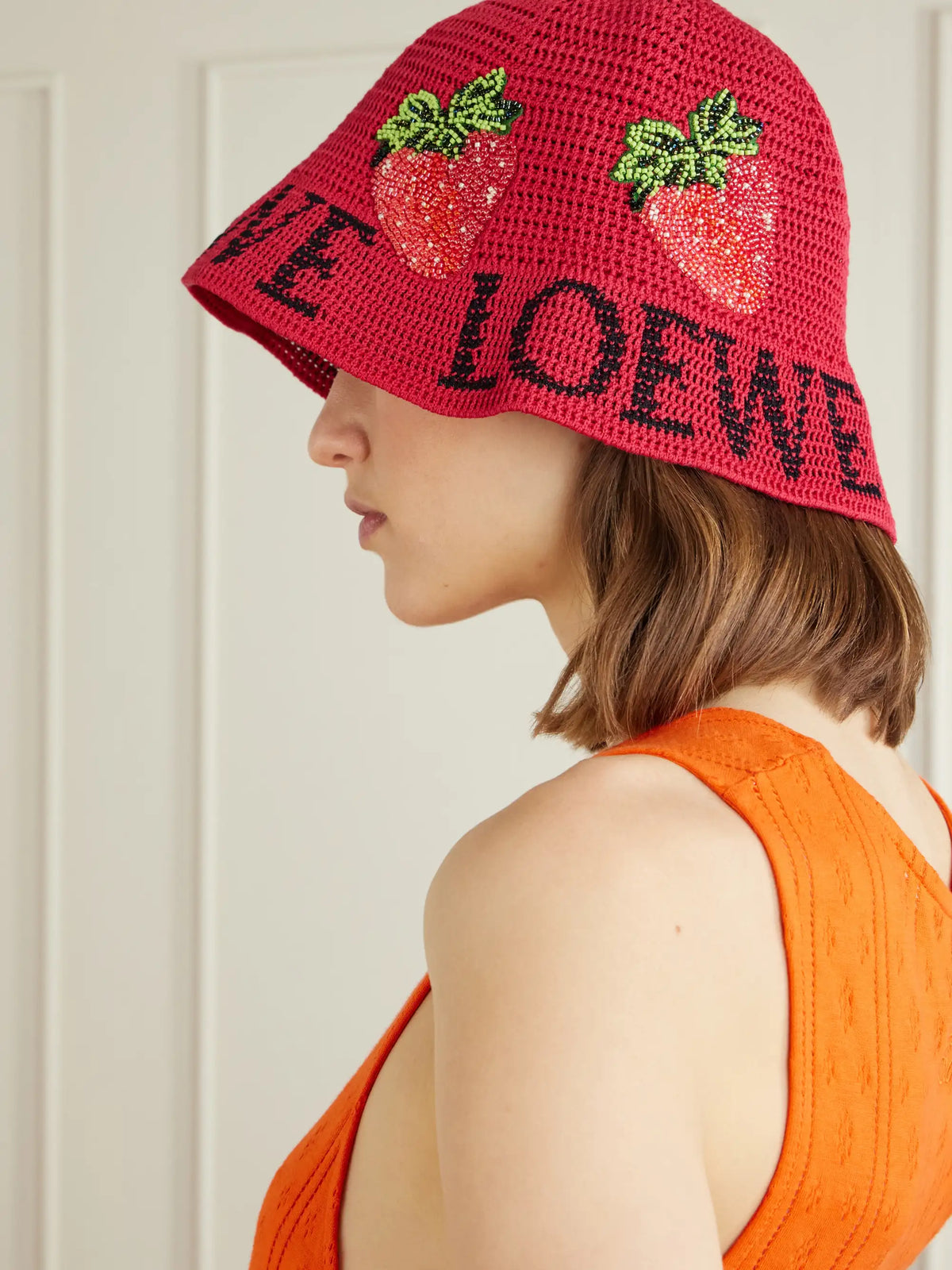 + Paula's Ibiza Strawberry Embellished Cotton Bucket Hat