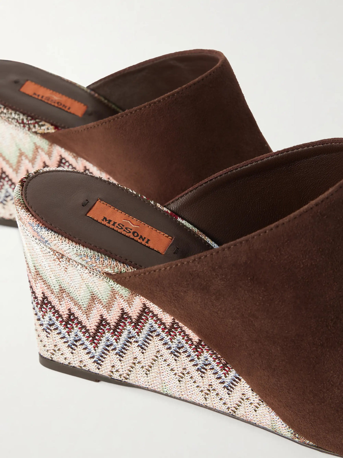 Mabel Striped Woven Suede Wedge Mules
