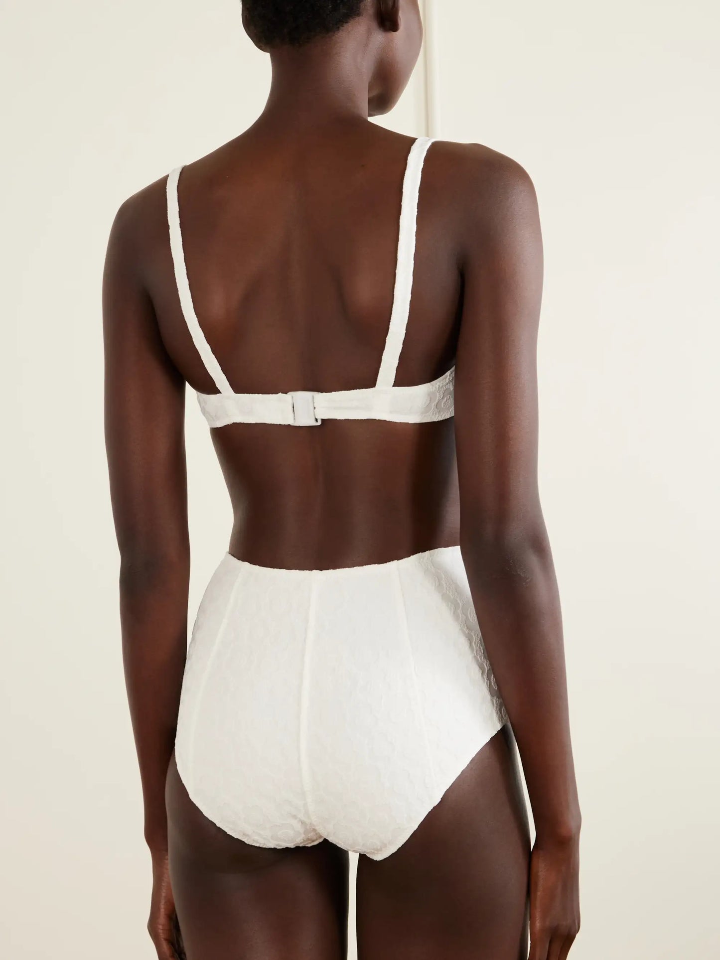 Balconette Button-embellished Floral-jacquard Bikini