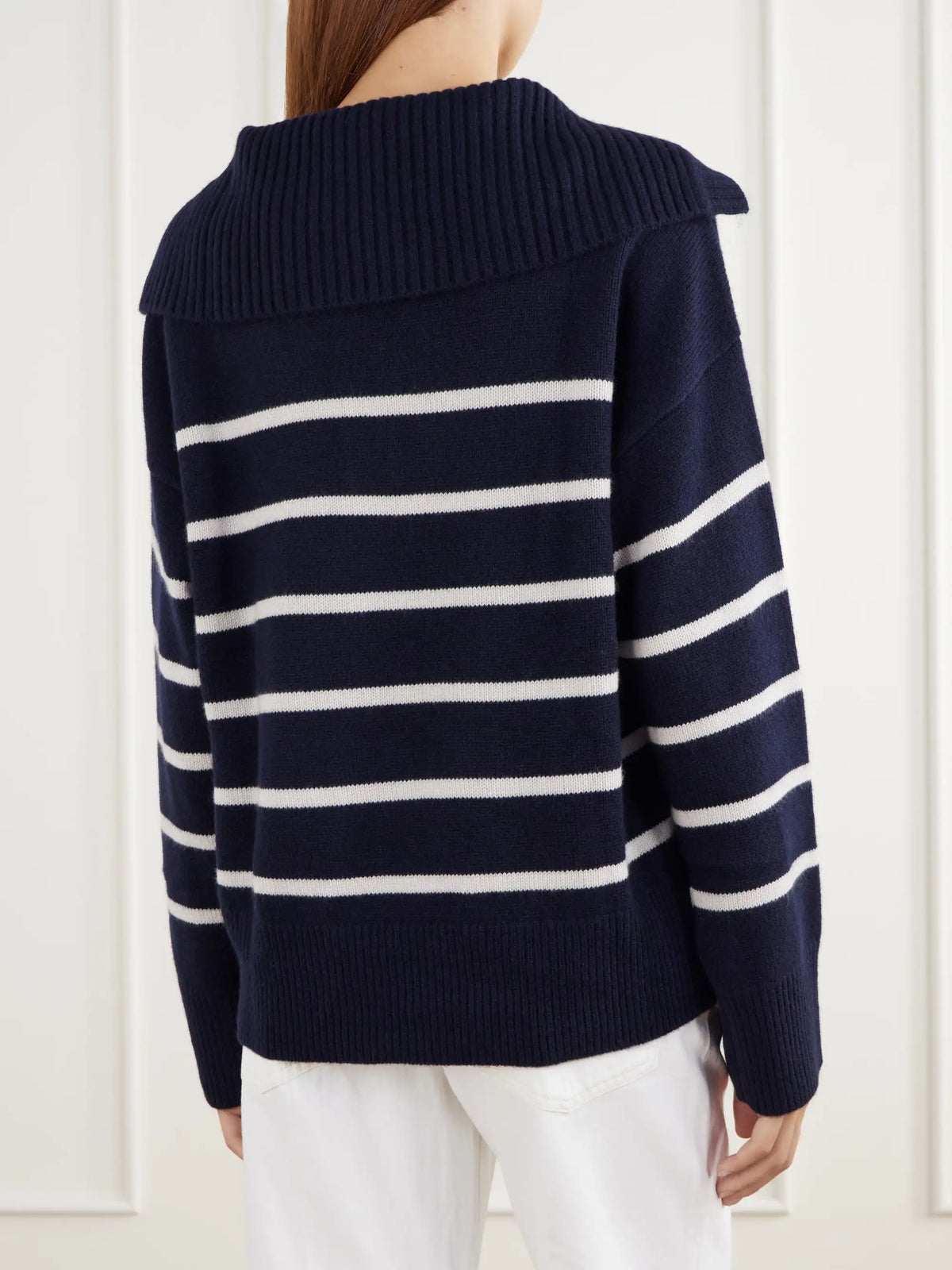 FRAME Striped Cashmere Polo Shirt