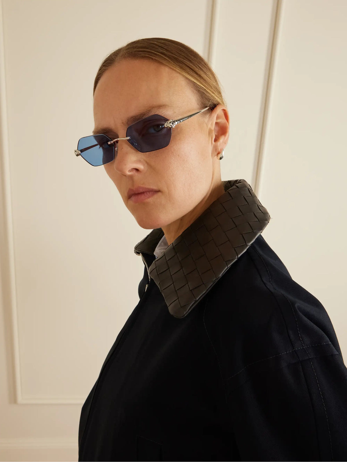 Panthère De Cartier Rimless Hexagon-frame Silver-tone Sunglasses