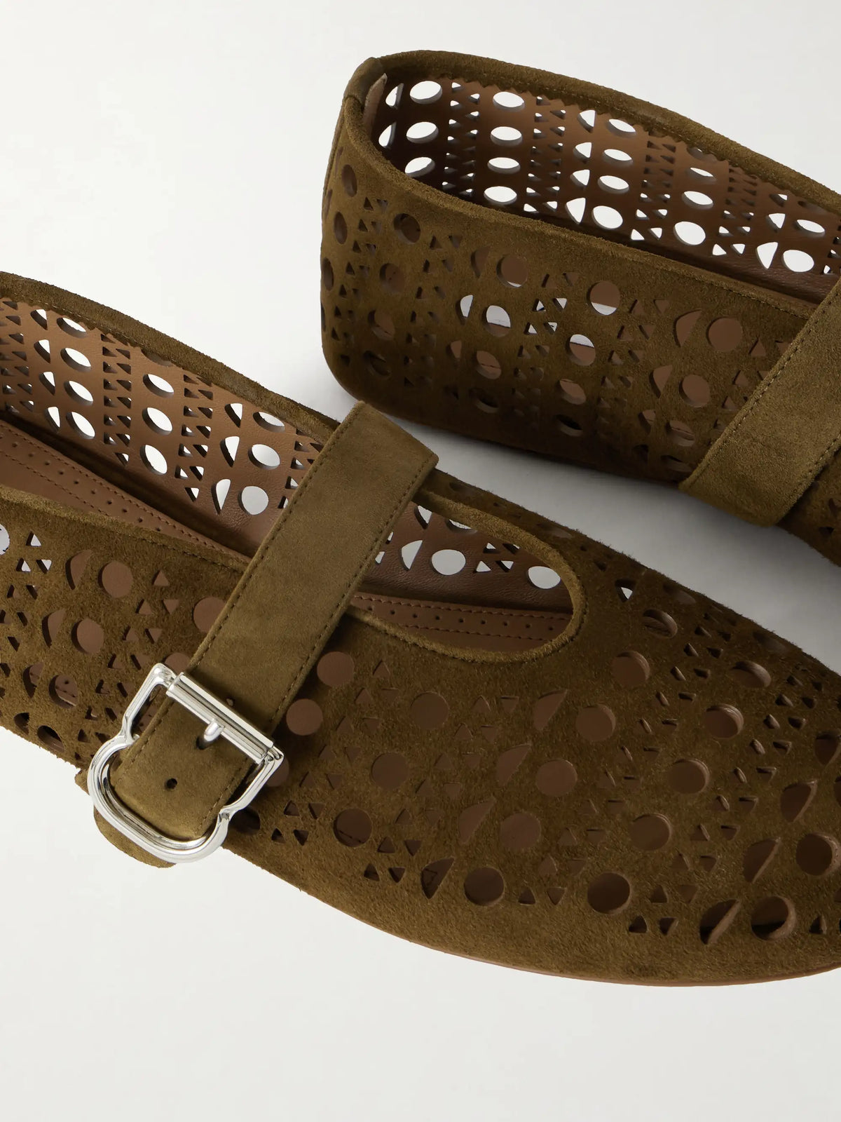 Laser-cut Suede Ballet Flats