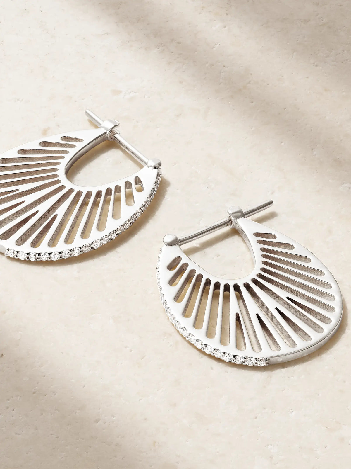 Flat Ray Large 18-karat White Gold Diamond Hoop Earrings