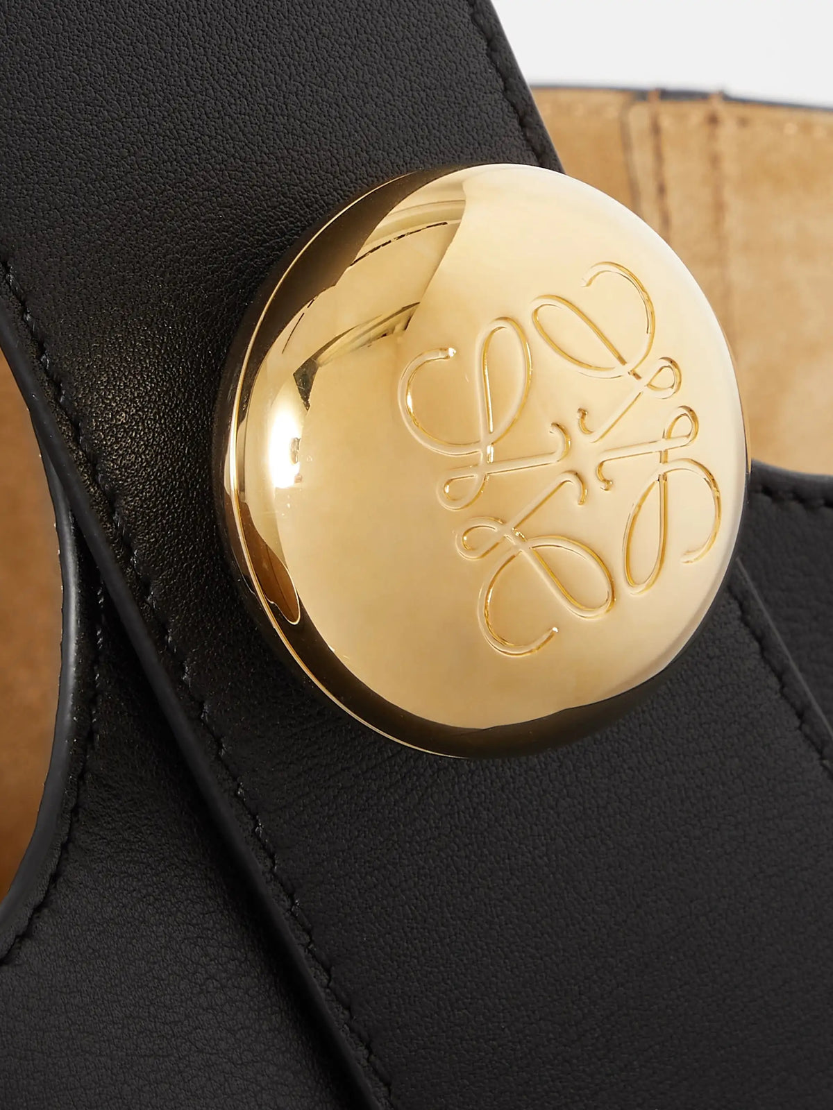 Pebble Embellished Leather Bucket Bag