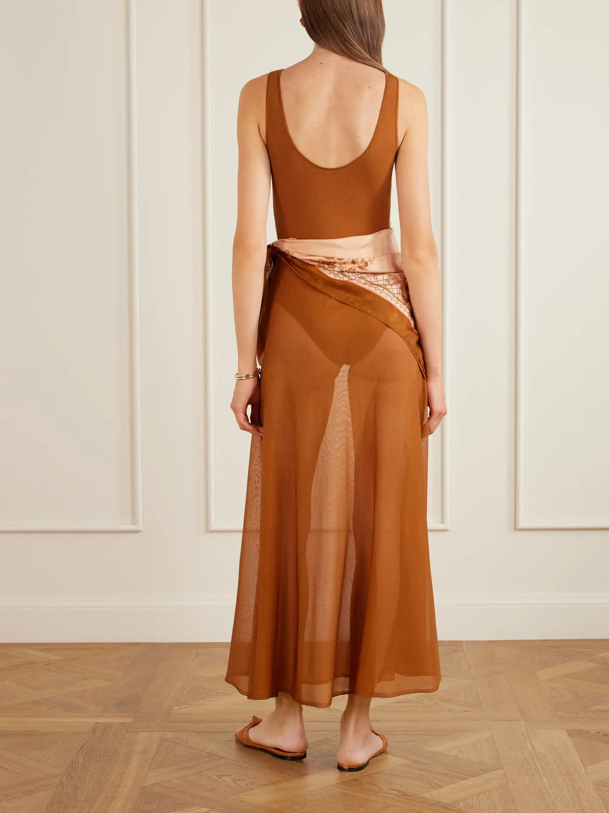 Zimmermann Aster Scarf Mesh Maxi Dress