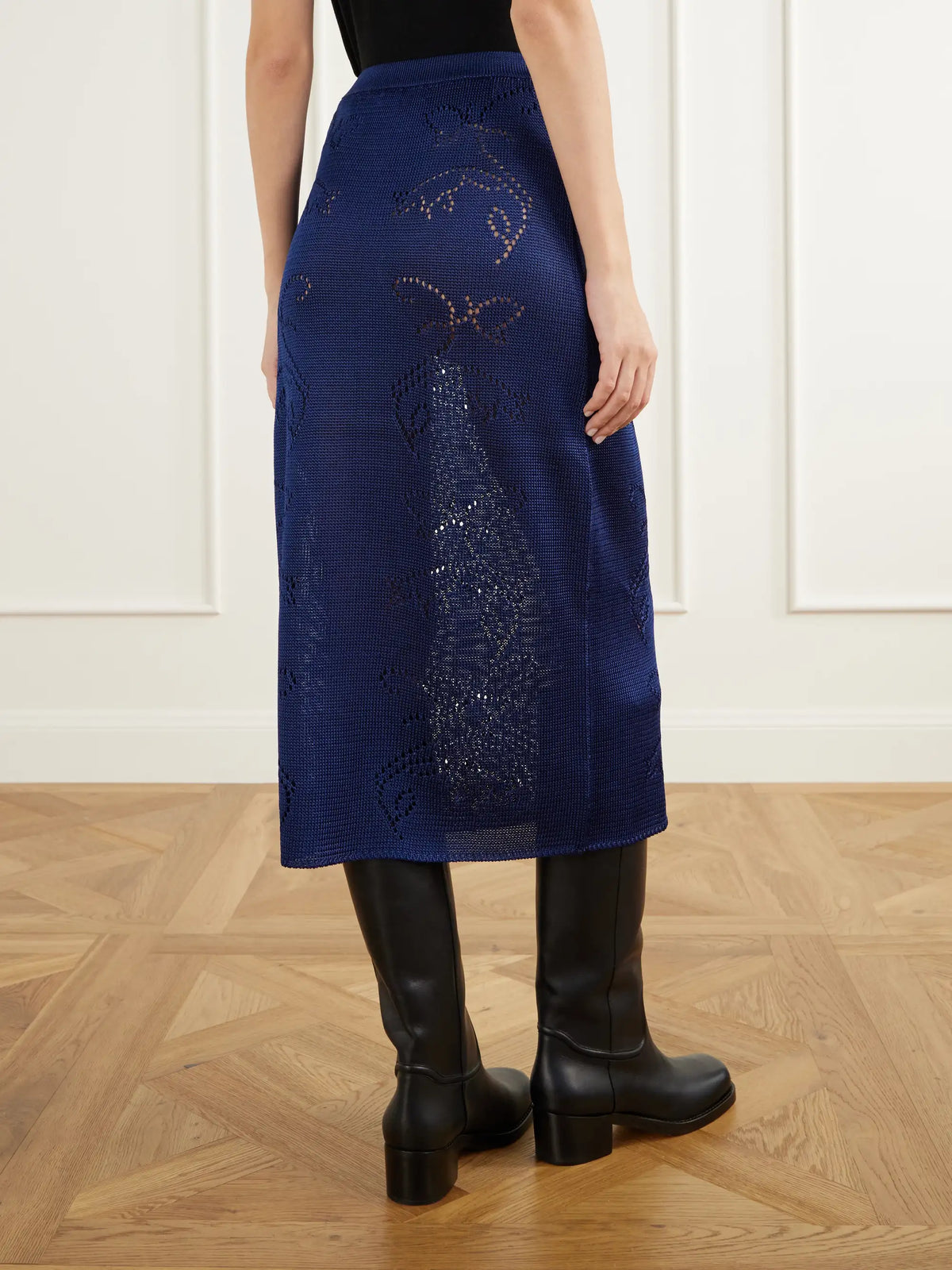 Calle Del Mar Squash Blossom Pointelle-knit Midi Skirt