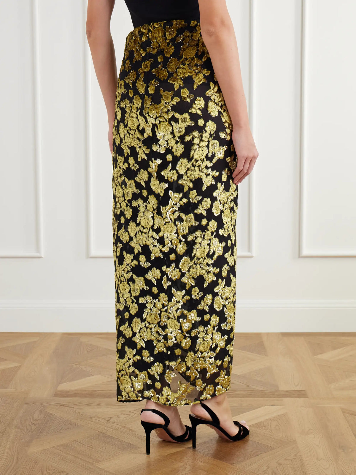Balmain Draped Devoré-velvet Maxi Skirt