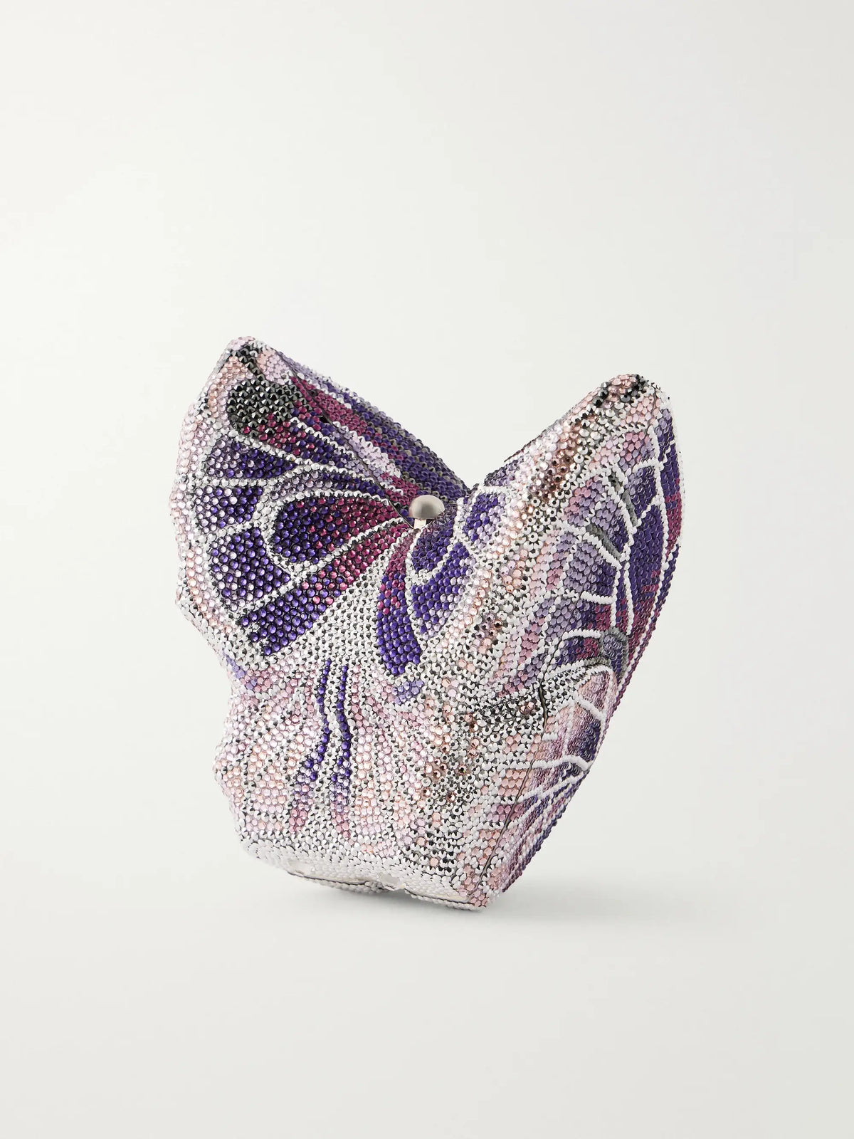 Butterfly Crystal-embellished Silver-tone Clutch