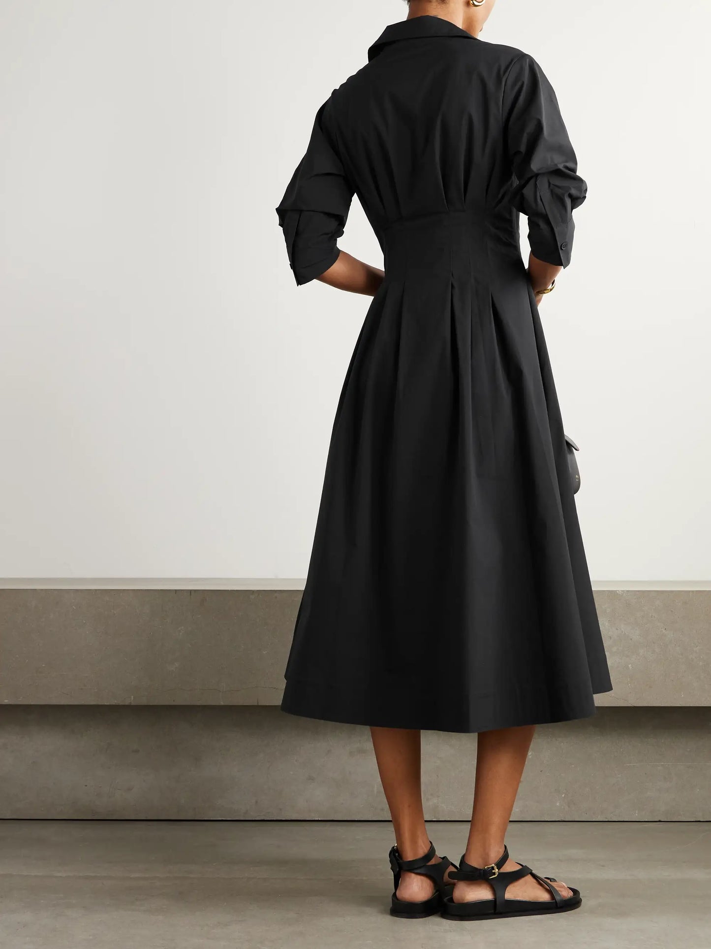 Jazz Pleated Cotton-blend Poplin Midi Shirt Dress