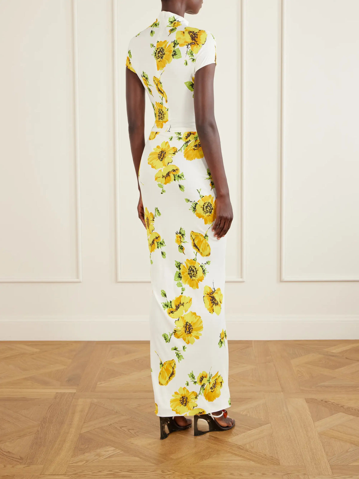 Floral-print Jersey Draped Maxi Dress