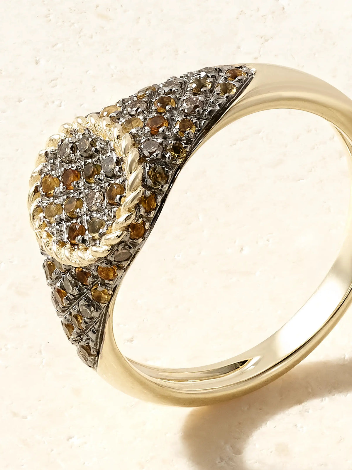 Baby Chevalière Ovale 9-karat Gold, Diamond And Citrine Signet Ring