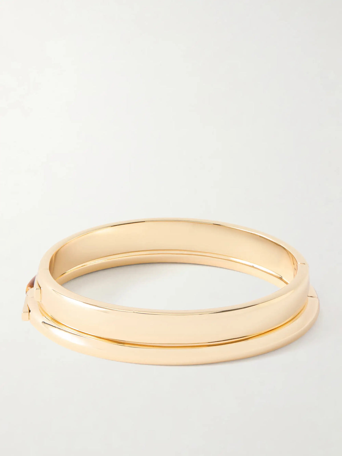 The Classic Stone Hinge Set Of Two Gold-tone Tiger's Eye Bangles