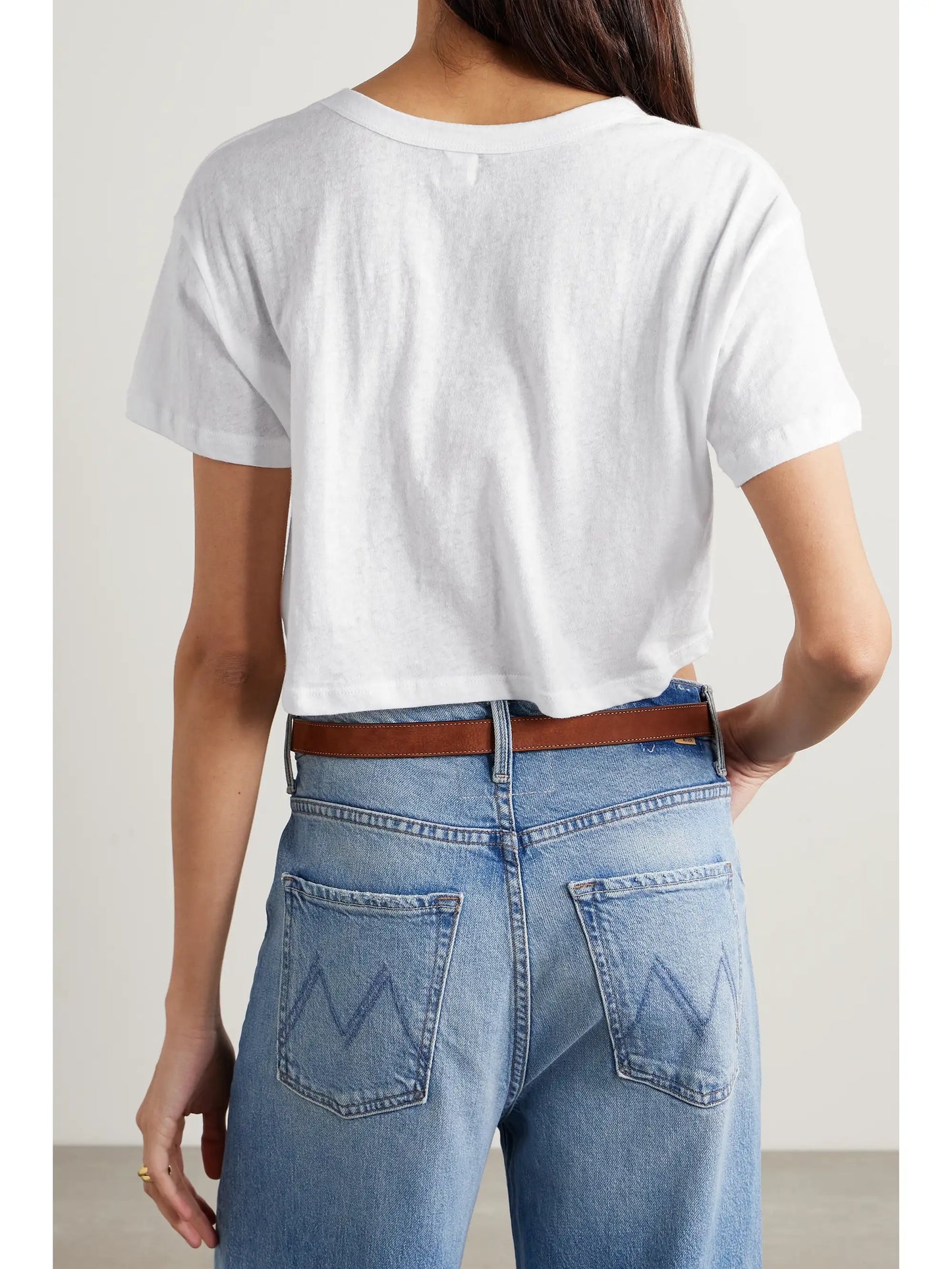 Cropped Slub Cotton-jersey T-shirt