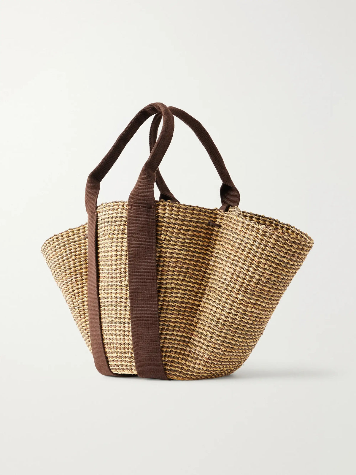 MUUÑ Cotton And Leather-trimmed Raffia Tote