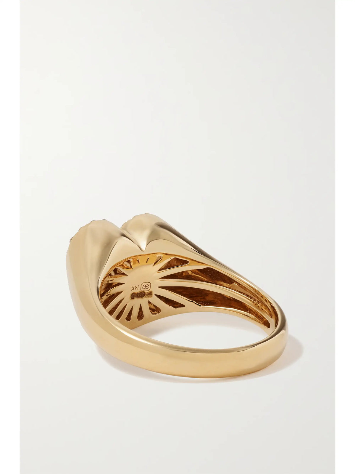 Heart Marquis Eye 14-karat Gold Diamond Signet Ring