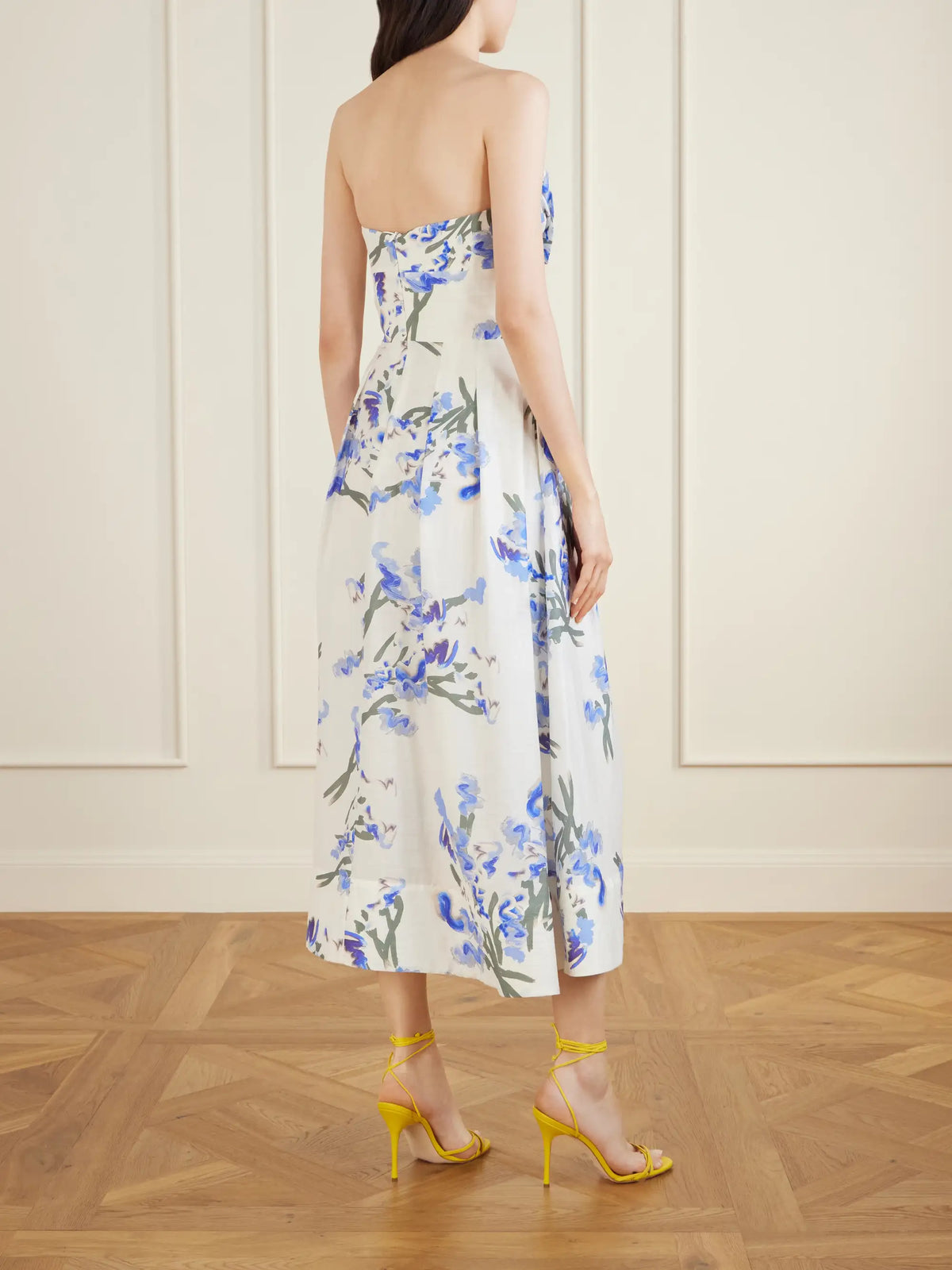 Rebecca Vallance Bluebell Belted Draped Floral-print Organza Midi Dress