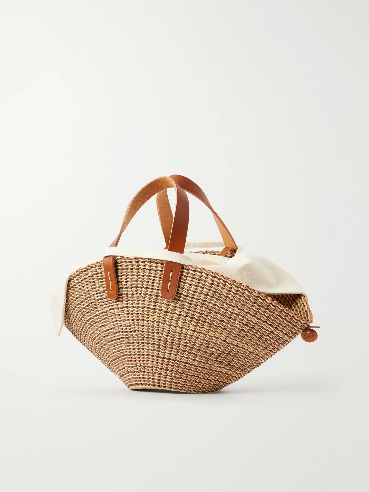 Sophia Mini Leather-trimmed Raffia Tote
