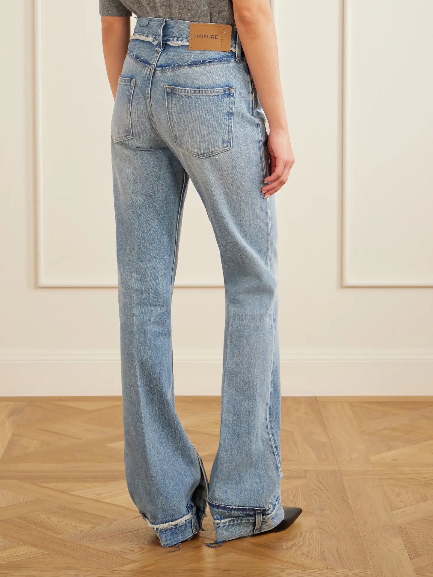 Flora Distressed Mid-rise Flared Jeans