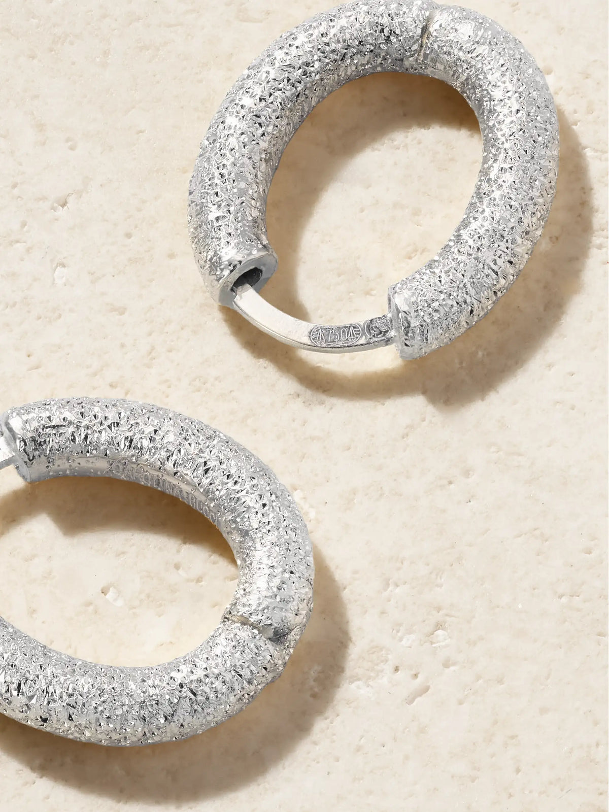 Florentine Finish 18-karat White Gold Hoop Earrings