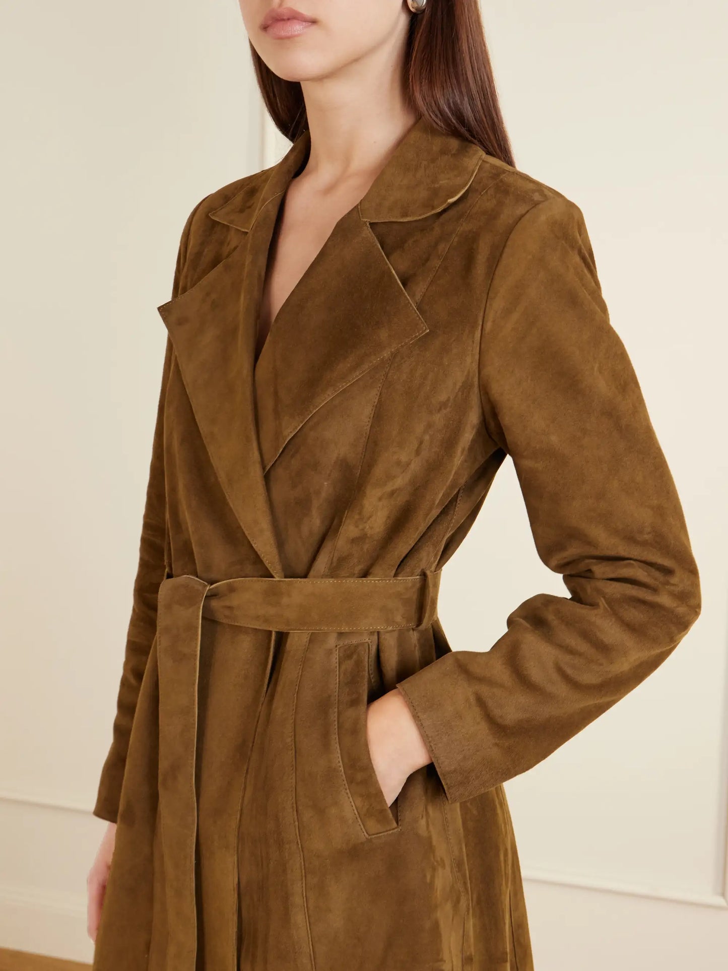 Winona Belted Suede Long Coat