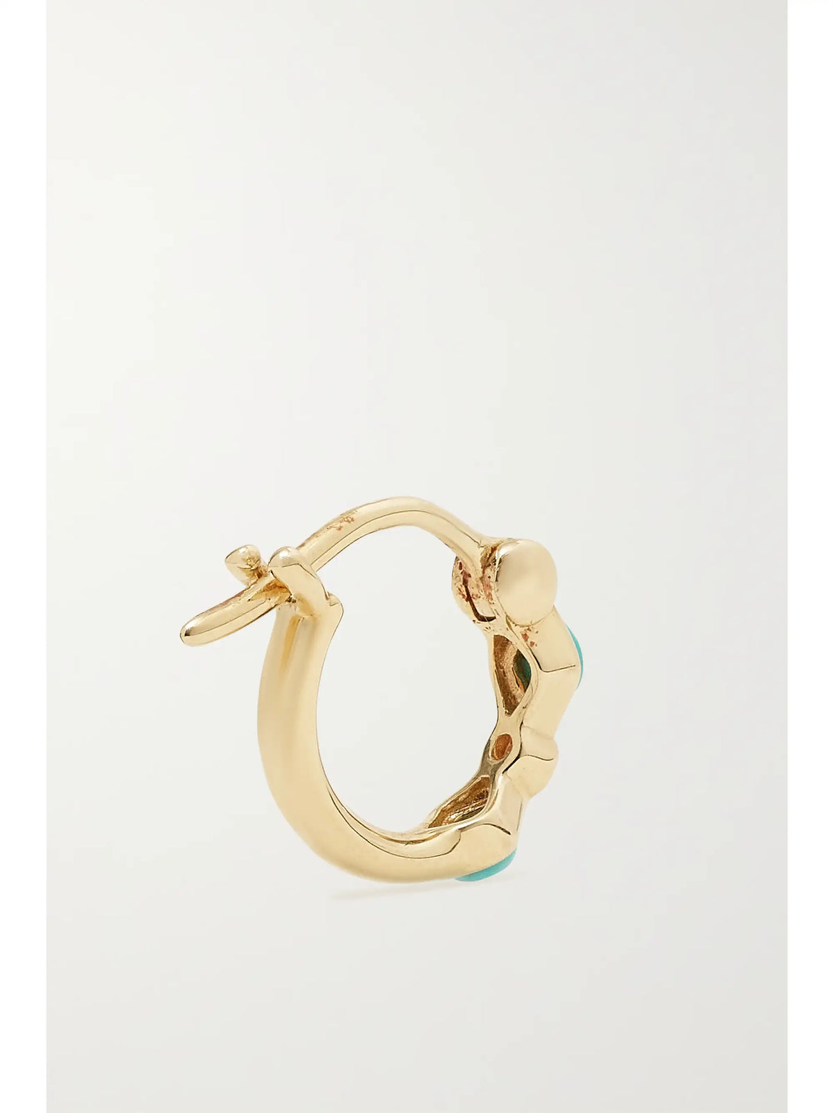 14-karat Gold, Turquoise And Diamond Hoop Earrings