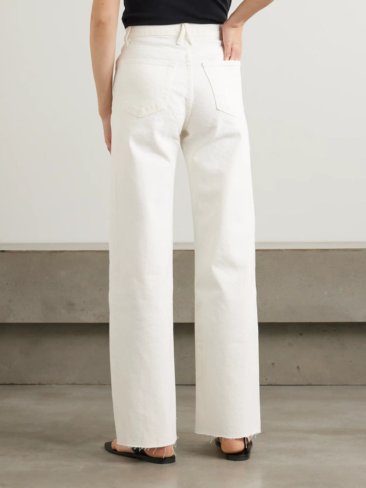 Grace Frayed High-rise Wide-leg Jeans