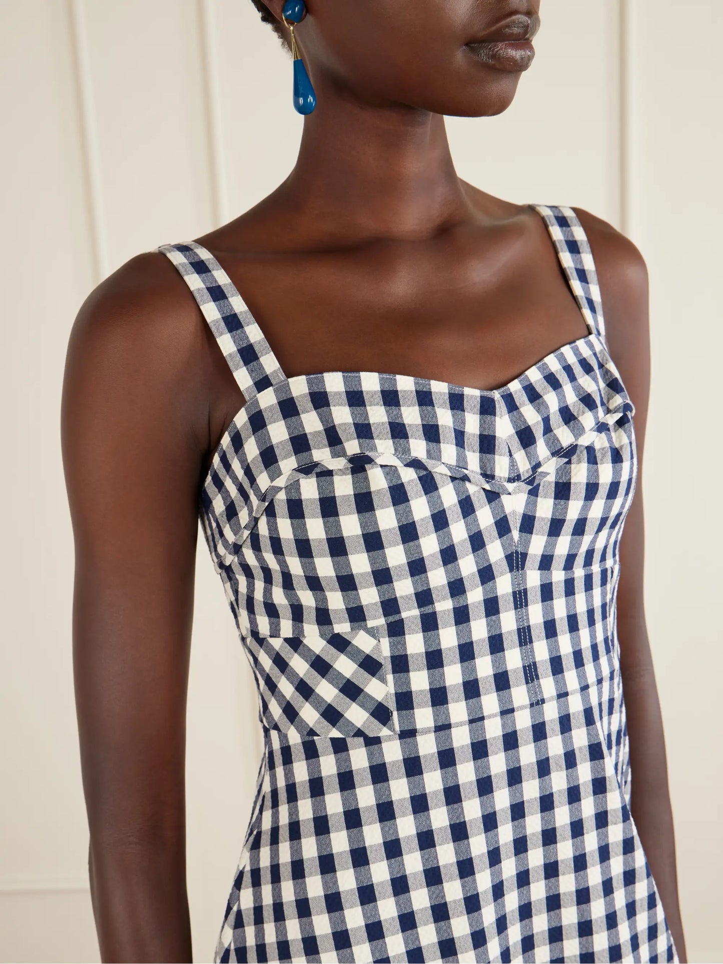 Lois Checked Stretch-cotton Cloqué Midi Dress