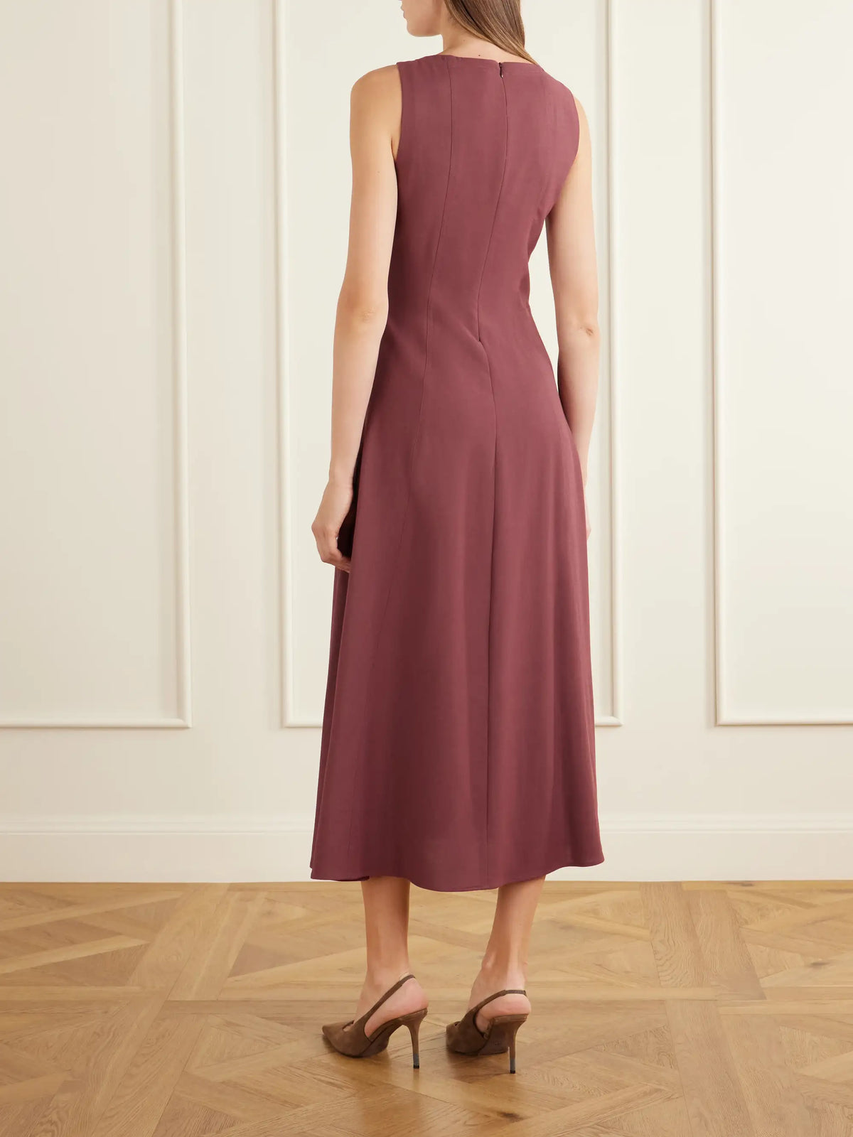 Brunello Cucinelli Paneled Wool-blend Midi Dress
