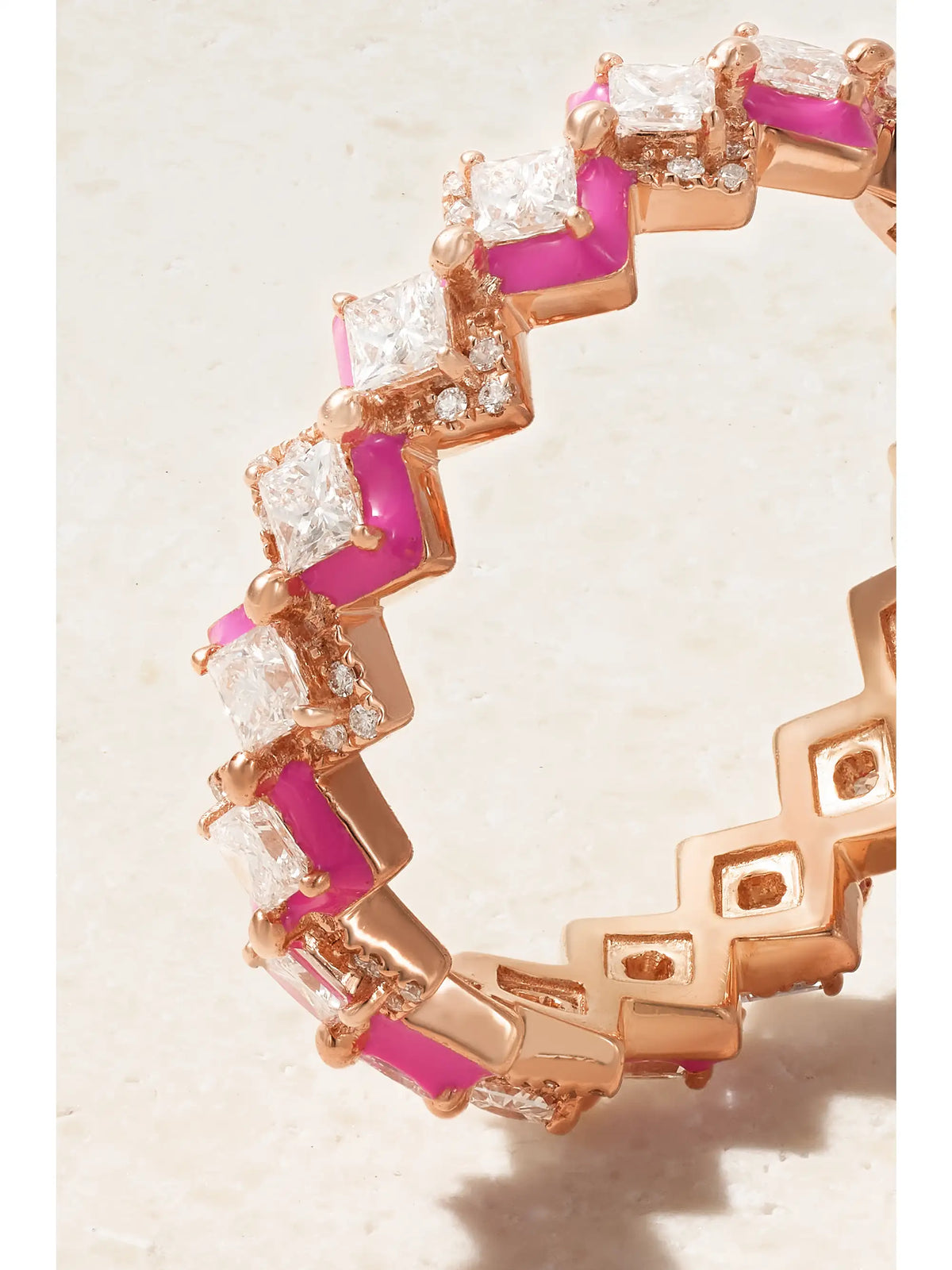 Mosaïque 18-karat Rose Gold, Diamond And Enamel Ring