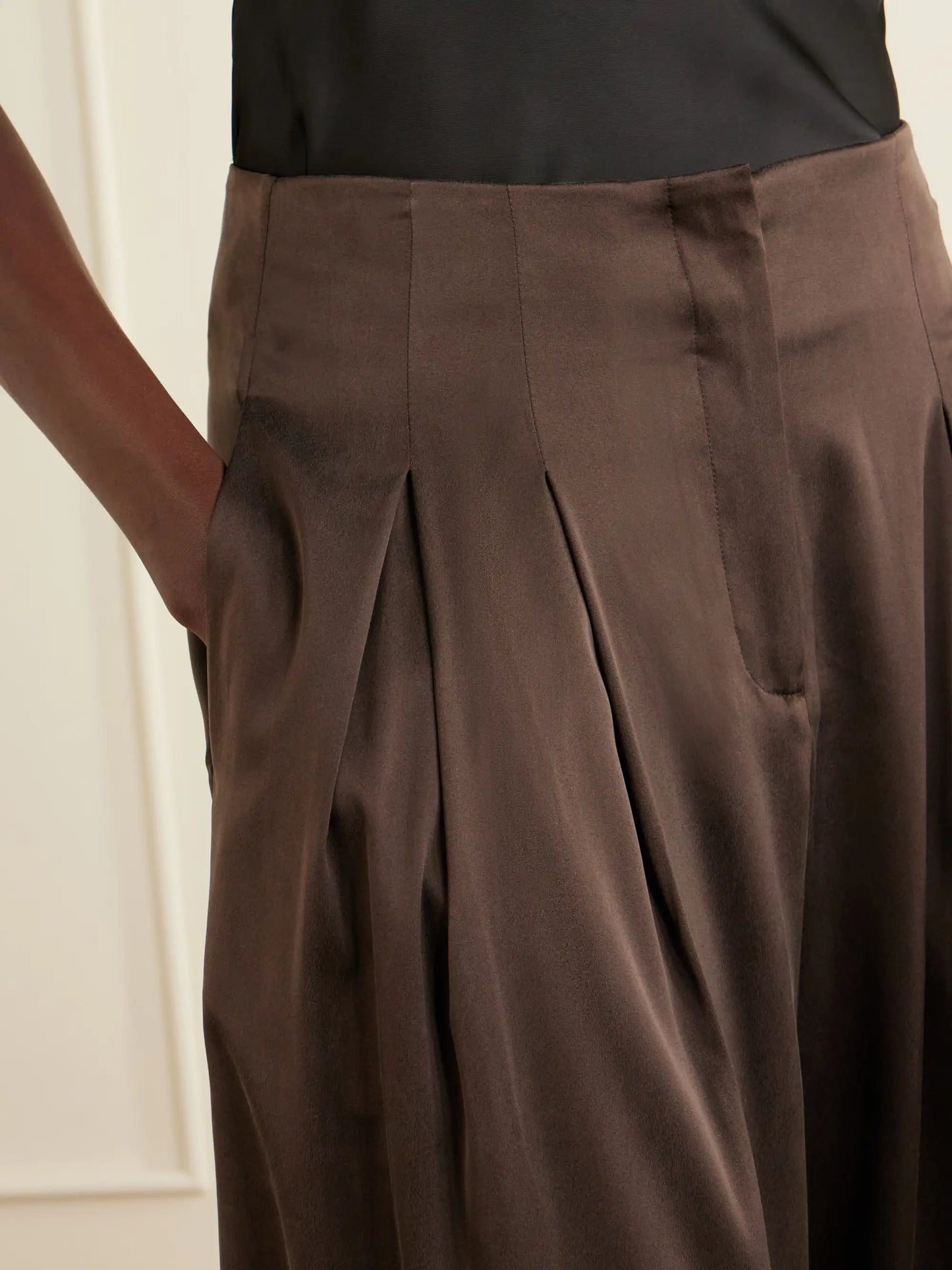 Drew Silk-blend Charmeuse Wide-leg Pants
