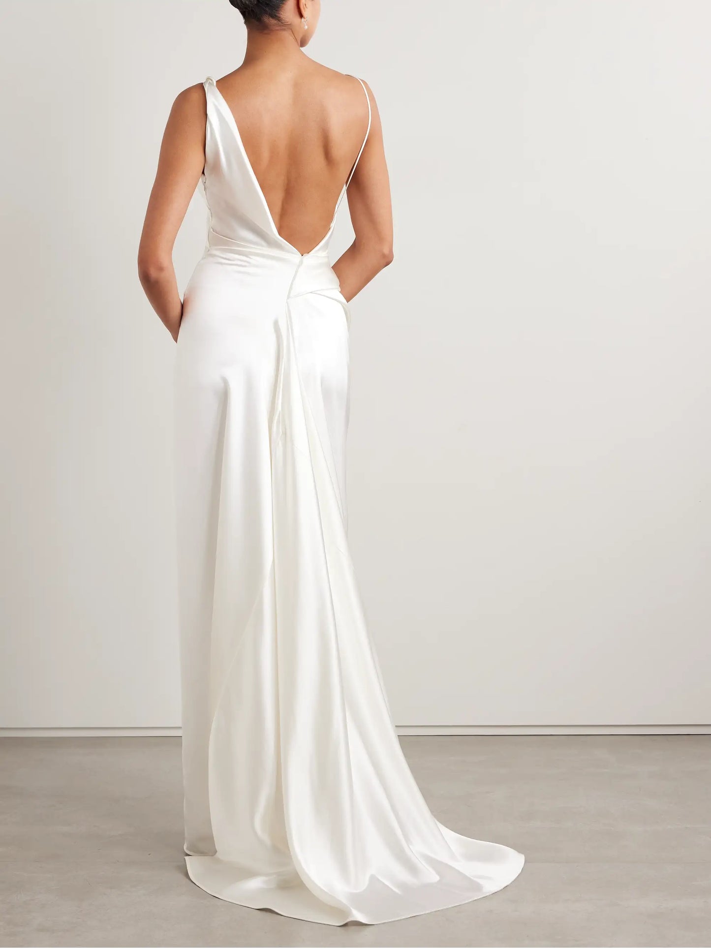 Minerva Draped Silk-satin Gown