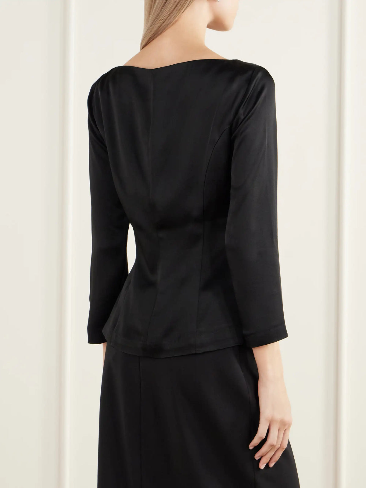 BERNADETTE Romi Bow-detailed Darted Satin Top