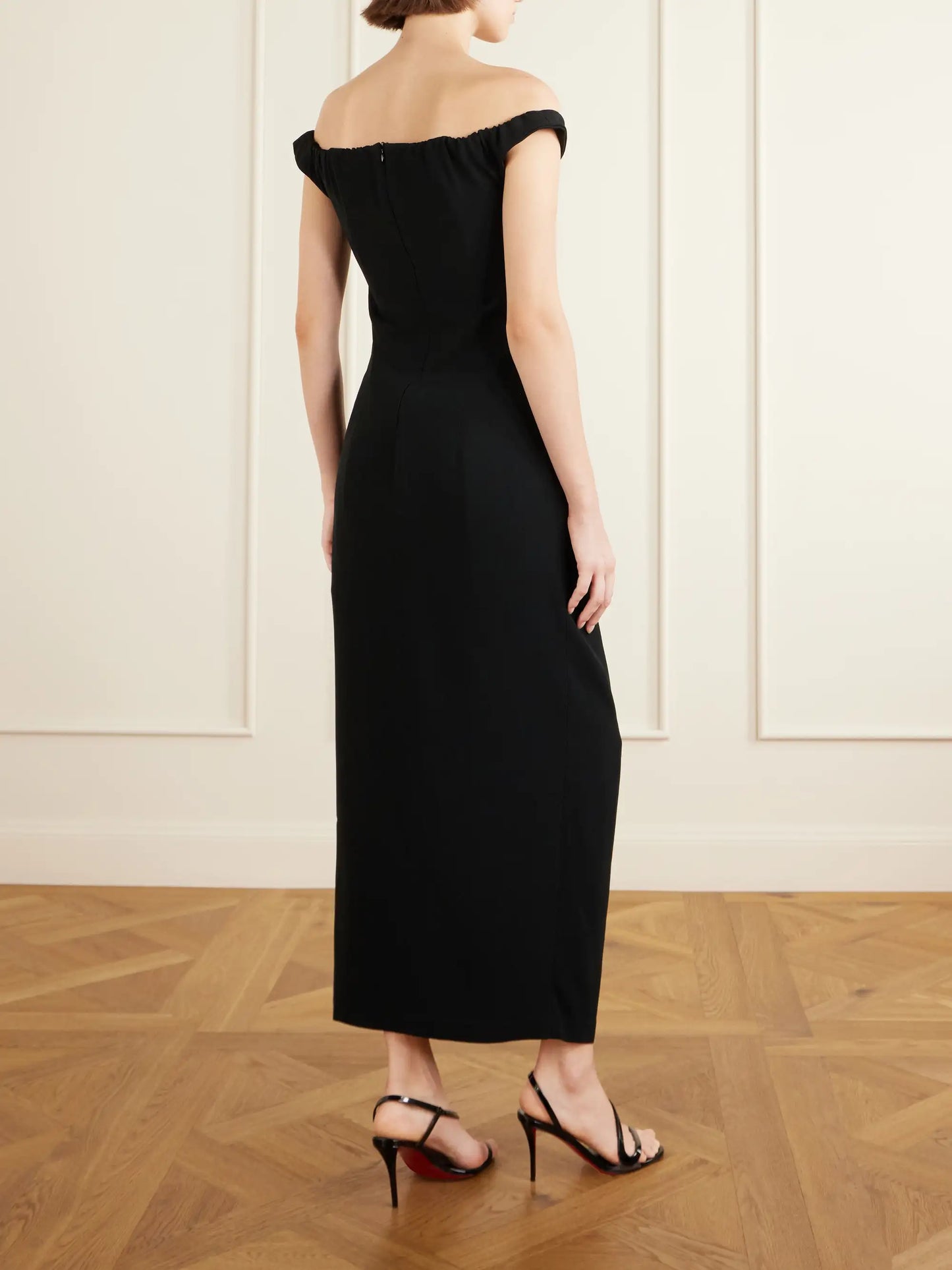 Aurel Gathered Crepe Midi Dress