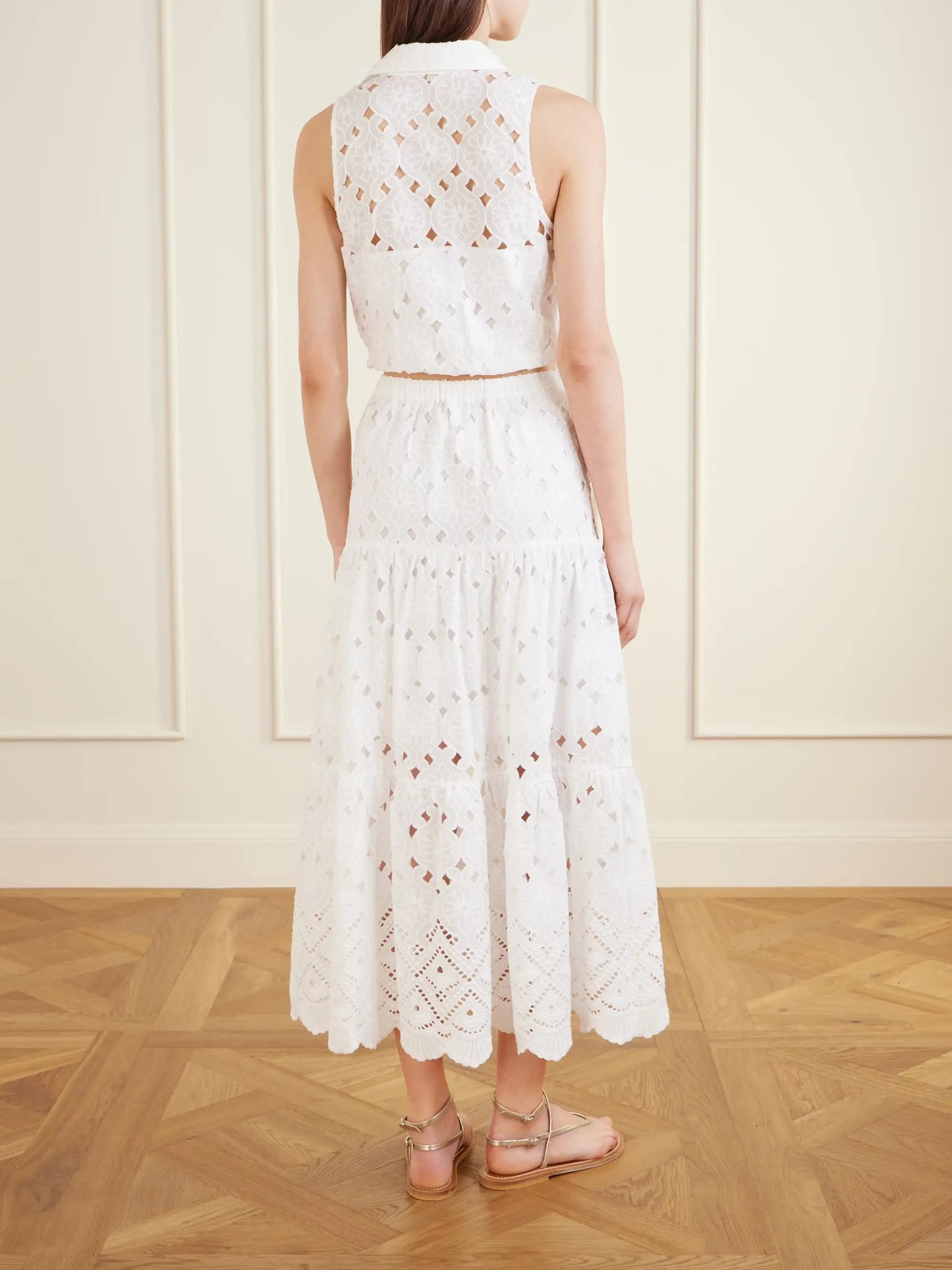Melanie Broderie Anglaise Cotton Midi Skirt