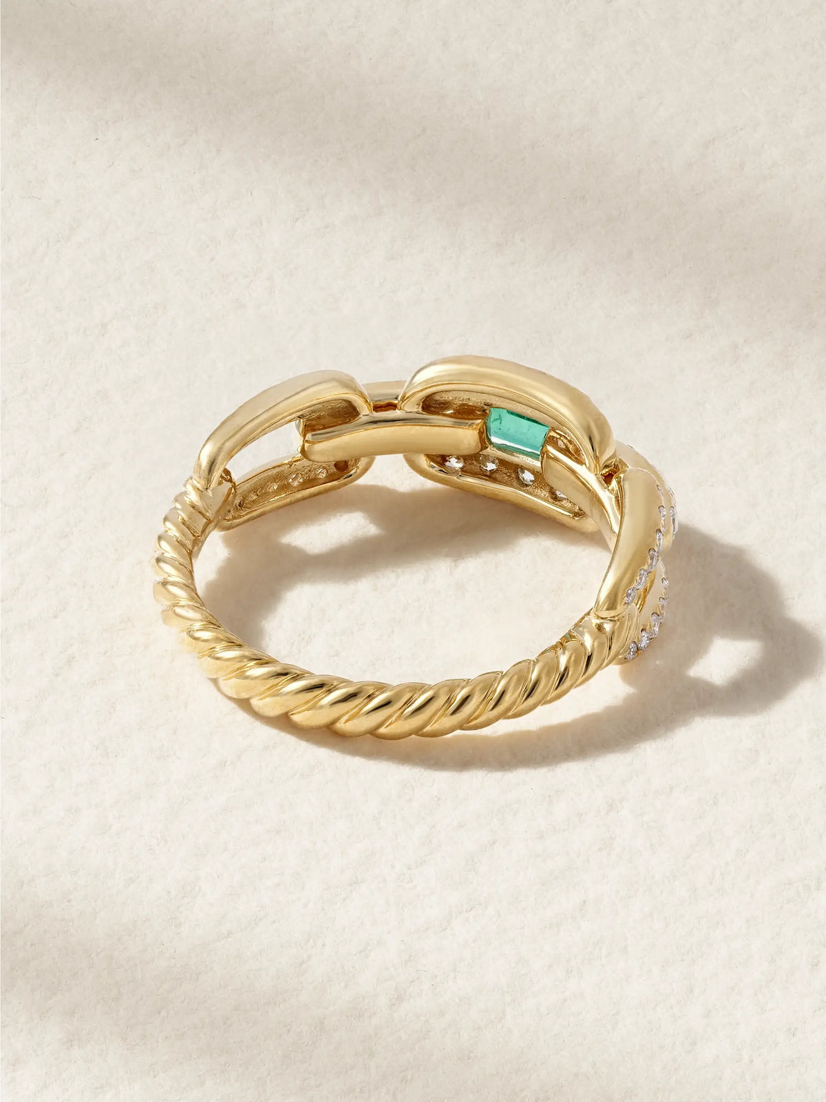 Stax 18-karat Gold, Diamond And Emerald Ring