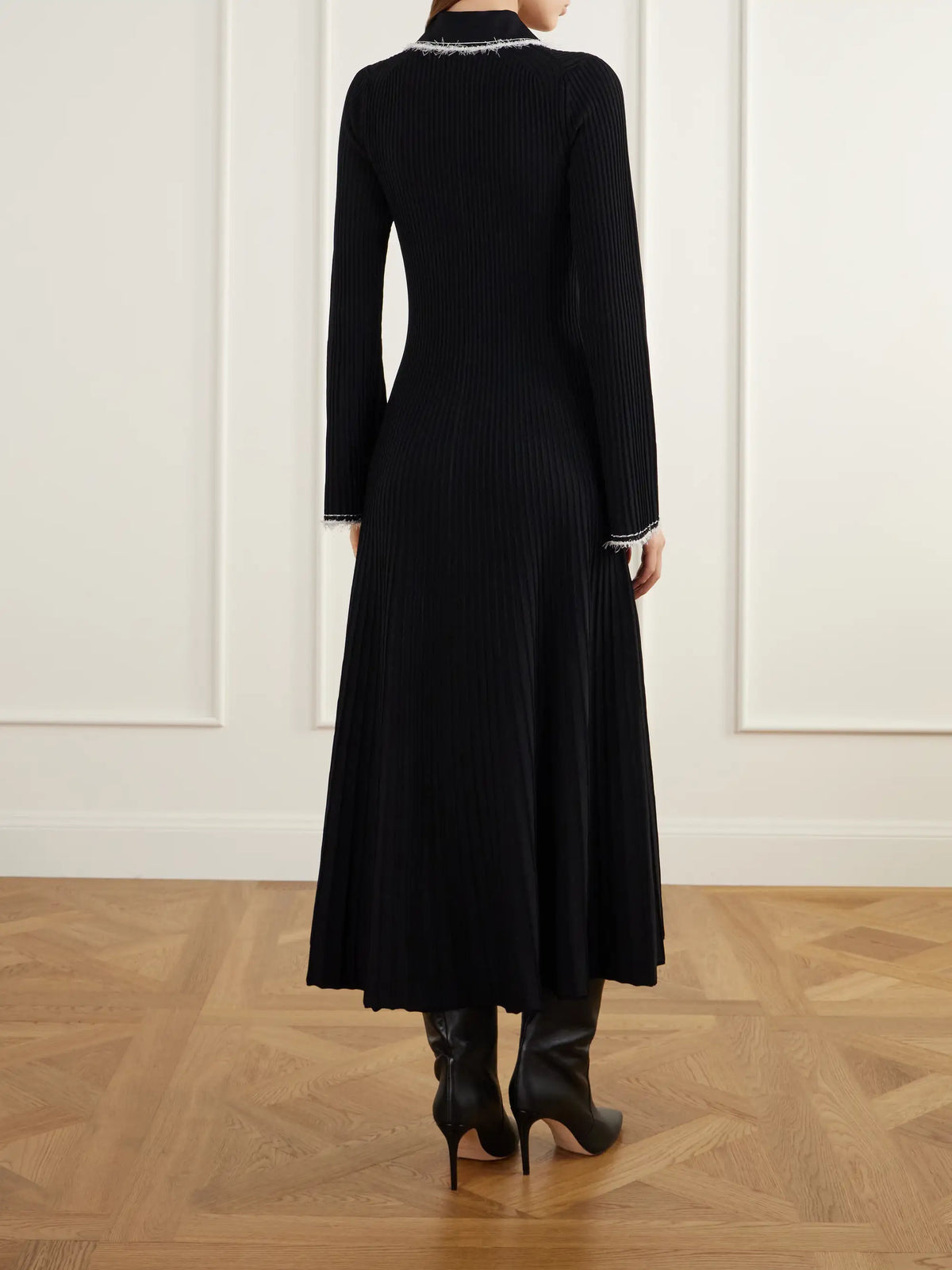 SIMKHAI Orelia Eyelash-trimmed Ribbed Midi Dress