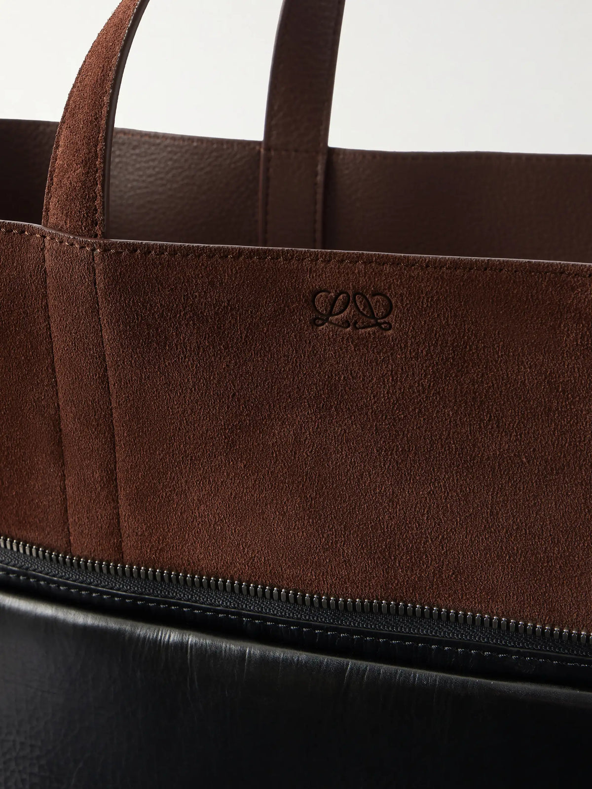 Switch Large Suede-trimmed Crinkled Leather Tote