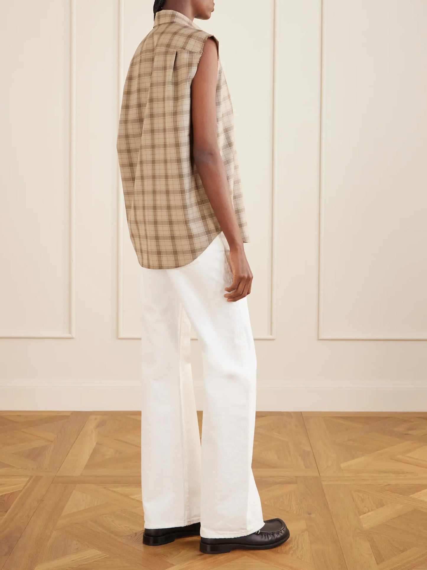 Sinora Sleeveless Checked Wool Shirt