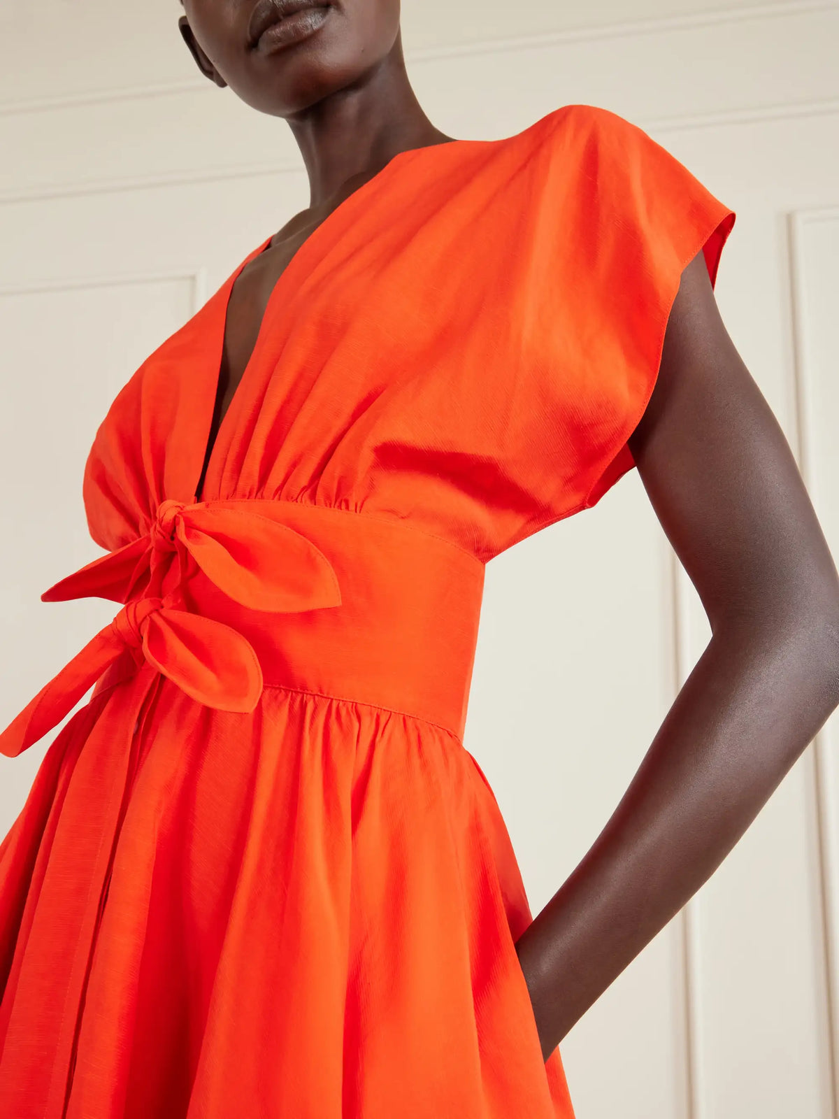 Knotted Linen-blend Midi Dress