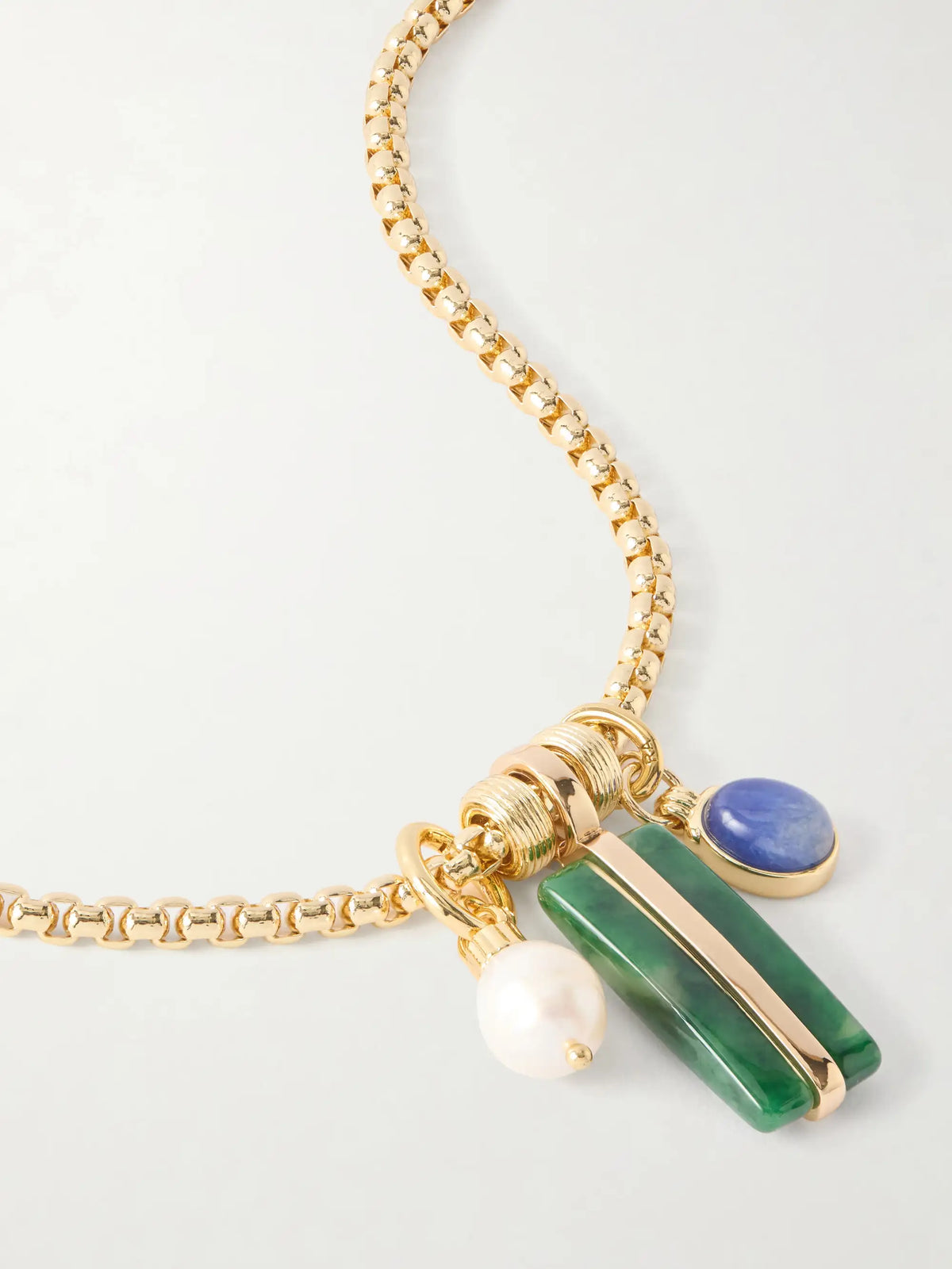 The Stone Bar Gold-tone Agate, Pearl And Lapis Lazuli Necklace
