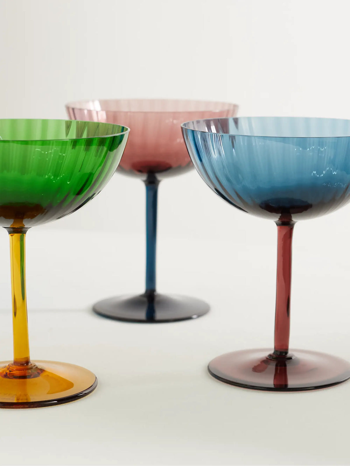 Rainbow Set Of Four Murano Glass Champagne Coupes