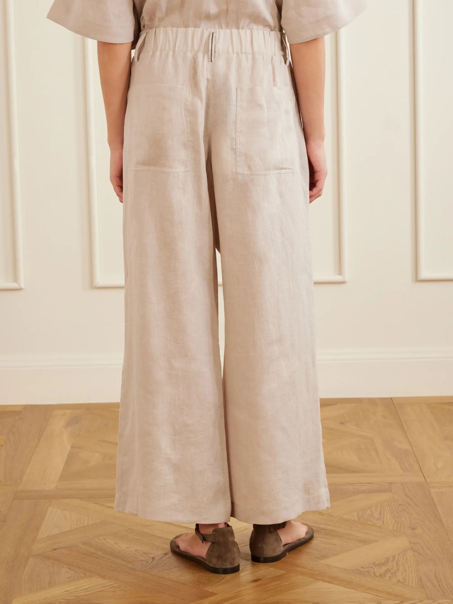 Linen Wide-leg Drawstring Pants